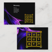 魔法スクエア33ピンクブルーパープルフラクタル波 名刺 (正面/裏面)