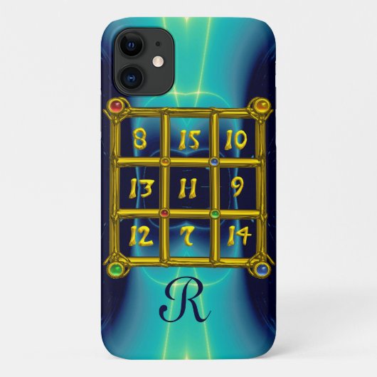 魔法スクエア33モノグラムティール(緑がかった色)アクアブルーターカーゼ Case-Mate iPhoneケース (裏面)