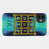 魔法スクエア33モノグラムティール(緑がかった色)アクアブルーターカーゼ Case-Mate iPhoneケース (裏面(横))