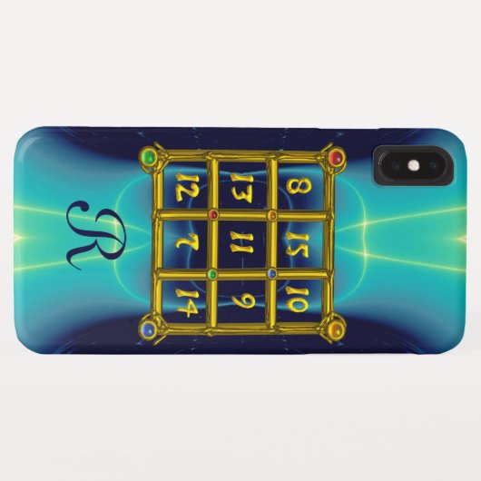 魔法スクエア33モノグラムティール(緑がかった色)アクアブルーターカーゼ Case-Mate iPhoneケース (裏面(横))