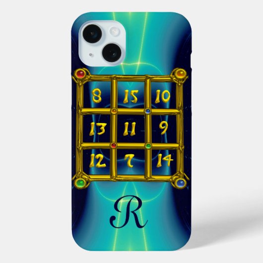 魔法スクエア33モノグラムティール（緑がかった色）アクアブルーターカーゼ Case-Mate iPhoneケース (裏面)