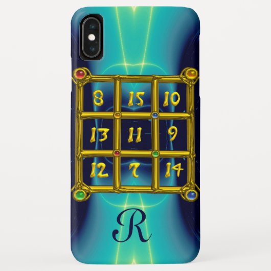 魔法スクエア33モノグラムティール（緑がかった色）アクアブルーターコイズ Case-Mate iPhoneケース (裏面)
