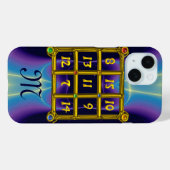 魔法スクエア33モノグラムティール(緑がかった色)アクアブルーパープル Case-Mate iPhoneケース (裏面 (横))