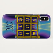魔法スクエア33モノグラムティール(緑がかった色)アクアブルーパープル Case-Mate iPhoneケース (裏面(横))