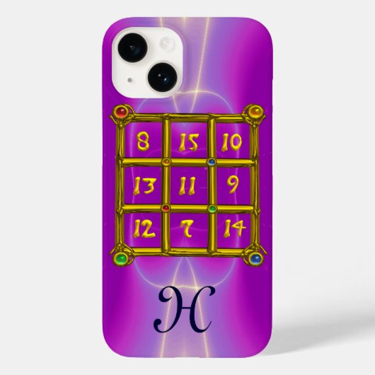 魔法スクエア33モノグラムピンク明るい赤紫色紫 Case-Mate iPhoneケース (裏面)