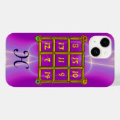 魔法スクエア33モノグラムピンク明るい赤紫色紫 Case-Mate iPhoneケース (裏面 (横))