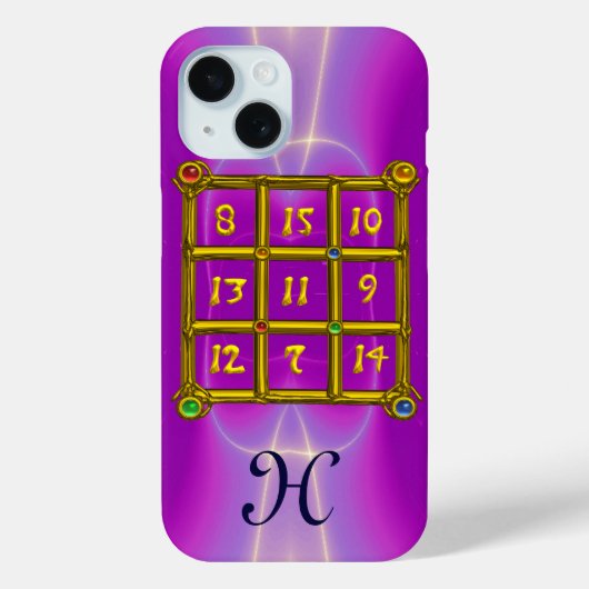 魔法スクエア33モノグラムピンク明るい赤紫色紫 Case-Mate iPhoneケース (裏面)