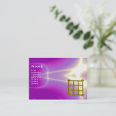 魔法スクエア33、ピンク、紫 名刺 (スタンド正面)