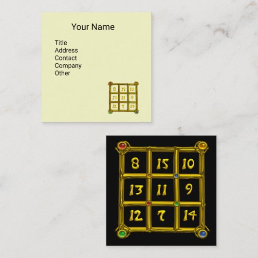 魔法スクエア33、ブラックアイボリー スクエア名刺 (正面/裏面)