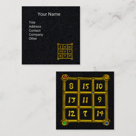 魔法スクエア33、ブラック紙 スクエア名刺 (正面/裏面)