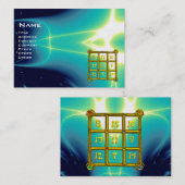 魔法スクエア33、ブルーターカーゼ、パール紙 名刺 (正面/裏面)