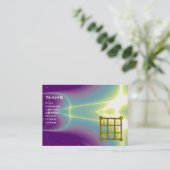 魔法スクエア33、紫の青 名刺 (スタンド正面)