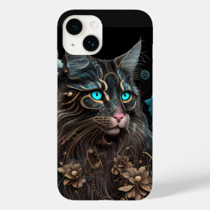 魔法スチームパンクメーンクーンキャットアンドフラワーズアイアート Case-Mate iPhone 14ケース