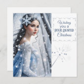 魔法スノー妖精クリスマスフラットホリデーカード シーズンカード (正面/裏面)