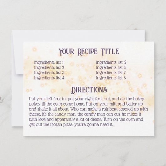魔法スプーン料理ベーキング記念レシピカード 招待状 (裏面)