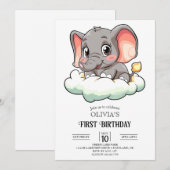 魔法ゾウ1th誕生日デジタル 招待状 (正面/裏面)