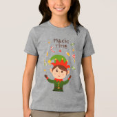 魔法タイムキュートクリスマスホリデーズキャンディ小妖精や小人 トライブレンドTシャツ (正面)