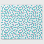 魔法ターコイズとピンクミスタントウホワイトシームレス ラッピングペーパー (フラット)