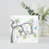 魔法ツリーツインボーイズピーインポッドベビーシャワー 招待状 (スタンド正面)