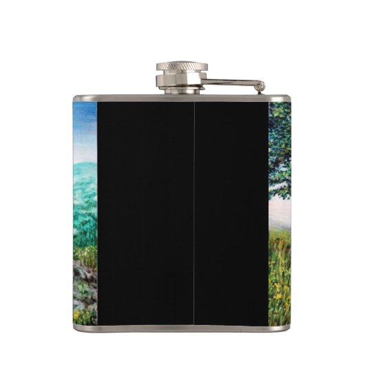 魔法ツリー/緑の木の夜明けと赤の女性 フラスク (裏面)