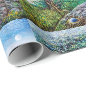 魔法ツリー/緑の木の夜明けと赤の女性 ラッピングペーパー (ロールコーナー)