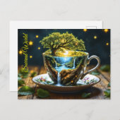魔法ティーカップ風景ファンタスティック自然 ポストカード (正面/裏面)