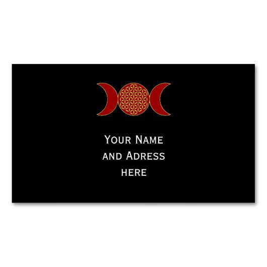 魔法トリプルムーン – スピリットフラワー・オブ・ライフ1 マグネット名刺 (正面)