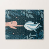 魔法ナイトブルーネイビーフレーム。火の光の精神 ジグソーパズル (横)