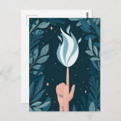 魔法ナイトブルーネイビーフレーム。火の光の精神 ポストカード (正面/裏面)