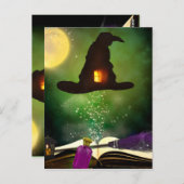 魔法ハット&マジカルスペルブックハロウィお洒落ーン ポストカード (正面/裏面)