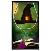 魔法ハット&魔法の魔導書のお洒落おもしろいパーティー スモールペーパーバッグ (裏面)