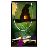 魔法ハット&魔法の魔導書のお洒落おもしろいパーティー スモールペーパーバッグ (正面)
