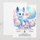 魔法ハッピーキツネデジタル誕生日 招待状 (正面/裏面)