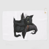 魔法ハロウィンクラシック猫Tシャツ ゴルフタオル (横)