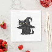 魔法ハロウィンクラシック猫Tシャツ スタンダードランチョンナプキン (インサイチュ)