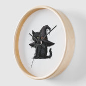 魔法ハロウィンクラシック猫Tシャツ 壁時計 (傾斜)
