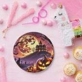 魔法ハロウィーンの夜のシーン🎃🎃🎃🎃 ペーパープレート (パーティー)