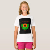 魔法ハロウィーンカボチャ女の子ホワイトTシャツ Tシャツ (正面フル)