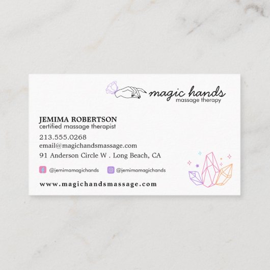 魔法ハンズマッサージセラピスト密教ビジネスCA 名刺 (裏面)