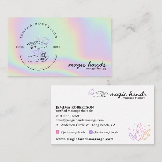 魔法ハンズマッサージセラピスト密教ビジネスCA 名刺 (正面/裏面)