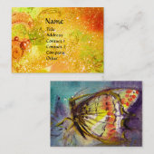 魔法バタフライイエロー、ブラウン、グリーン、金ゴールドのキラキラ 名刺 (正面/裏面)