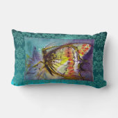 魔法バタフライティール(緑がかった色)ブルーダマスク ランバークッション (裏面)