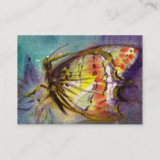 魔法バタフライブルーグリーンイエロー金ゴールドきらめき 名刺 (裏面)