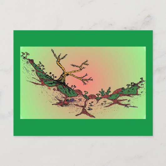 魔法バレーデイトアートハガキ – 緑，ピンク ポストカード (正面)