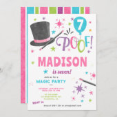魔法バースデーパーティーガールマジシャン 招待状 (正面/裏面)