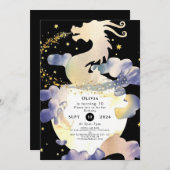 魔法パステルドラゴン誕生日 招待状 (正面/裏面)