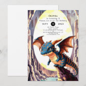 魔法パステルドラゴン誕生日 招待状 (正面/裏面)