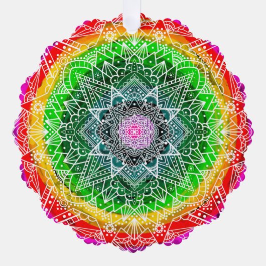 魔法パーソナライズされたのクリスマスマンダラ オーナメントカード (正面)