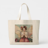 魔法パーソナライズされたのフェアリーお洒落フラワーガーデン ラージトートバッグ (裏面)