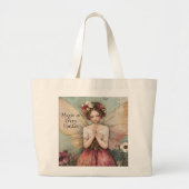 魔法パーソナライズされたのフェアリーお洒落フラワーガーデン ラージトートバッグ (正面)